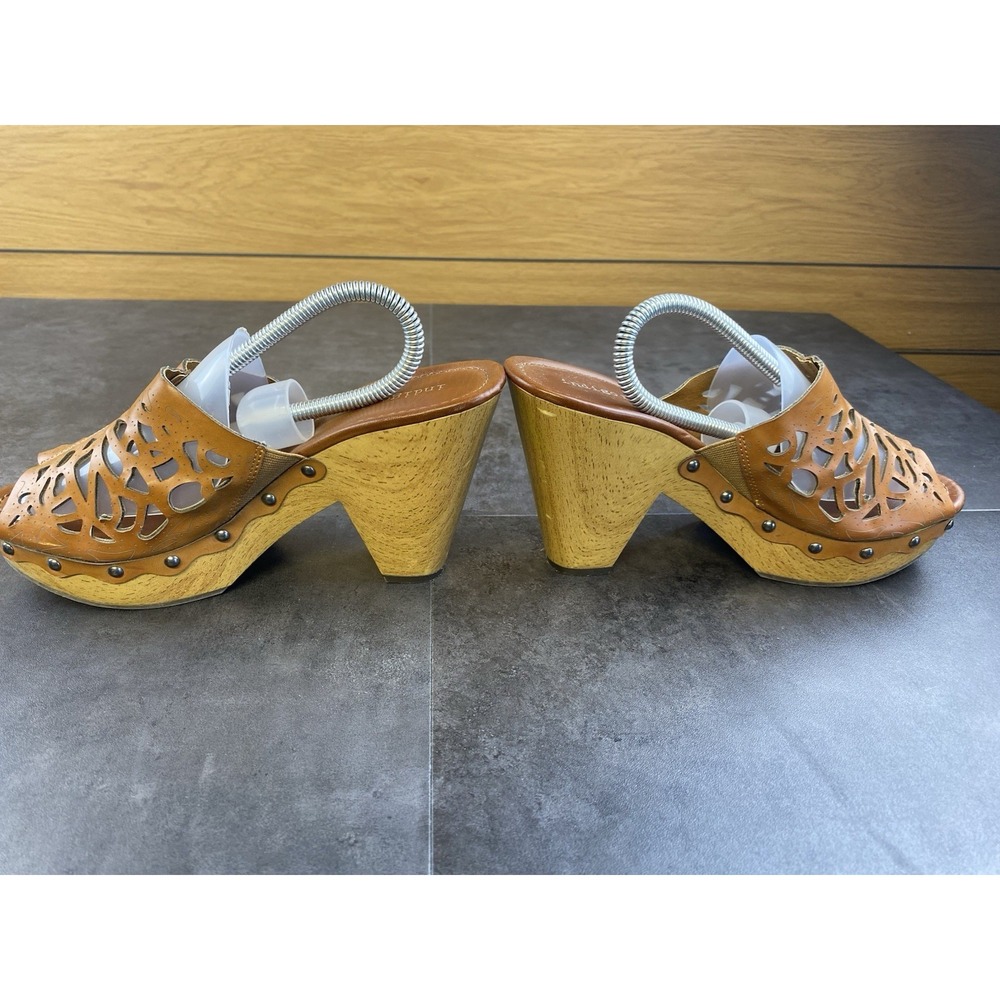 Indigo Rd Brown Cut Out Wood Look Wedges/Sandals size 9.5 - Picture 4 of 10